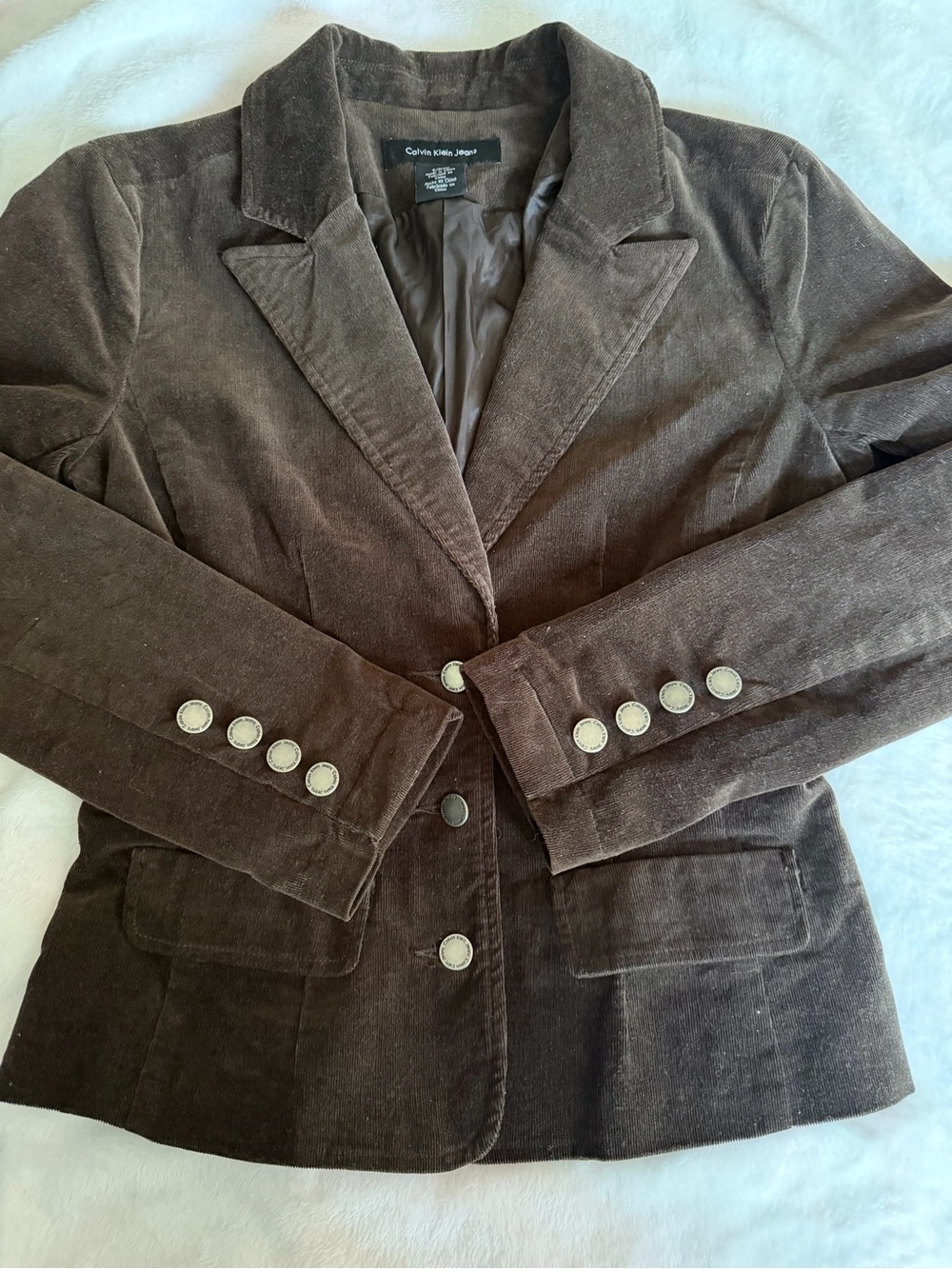 Vintage Calvin Klein Brown Corduroy Blazer Jacket S Y2K Dark Academia - Picture 4 of 7